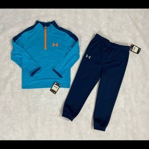 NWT!! Boys Under Armour 1/4 Zip Pullover Top & Pant Set Size 4